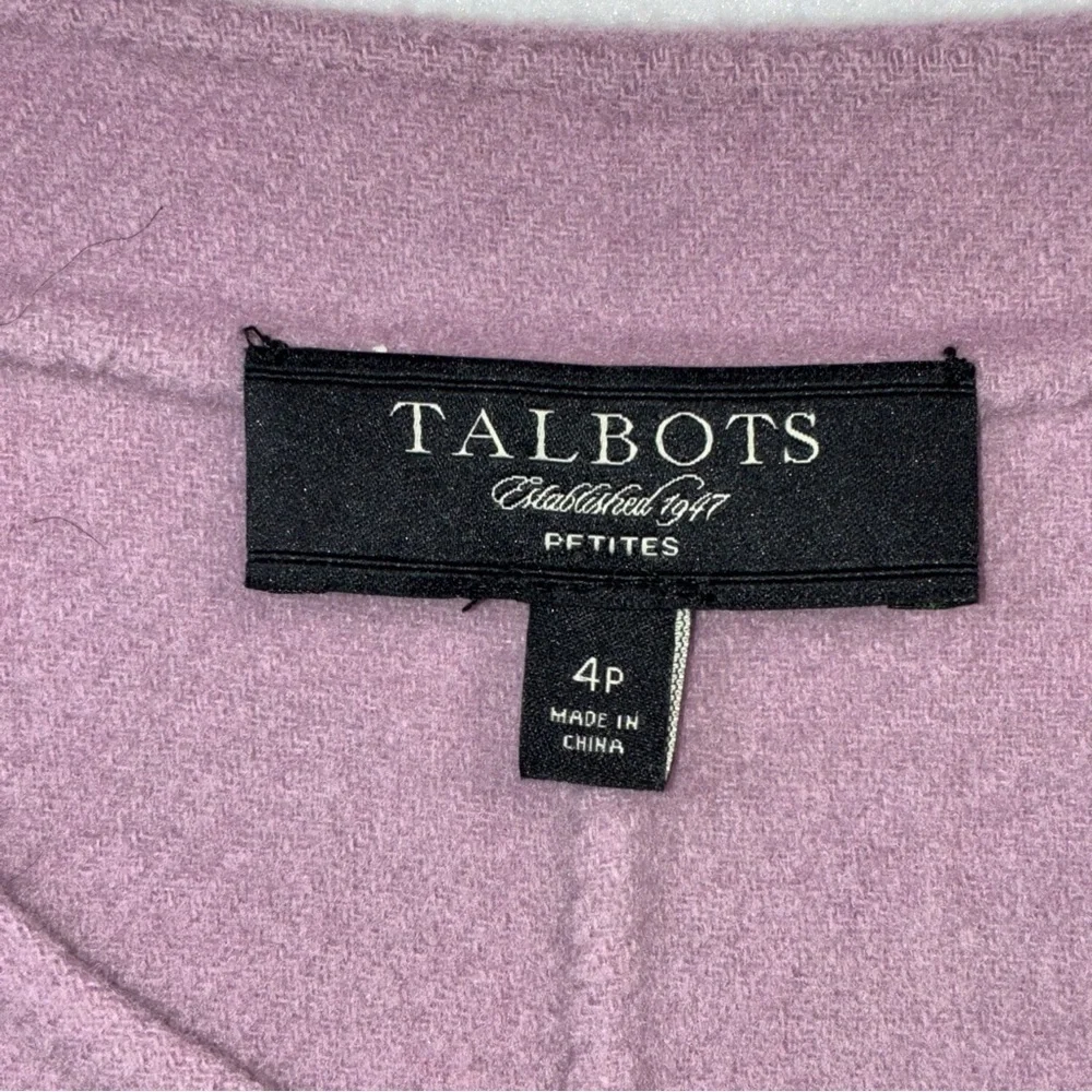 Talbots Petites Wool Blend Jacket Blazer Lavender Ruffle Front 4P 3/4 Sleeve